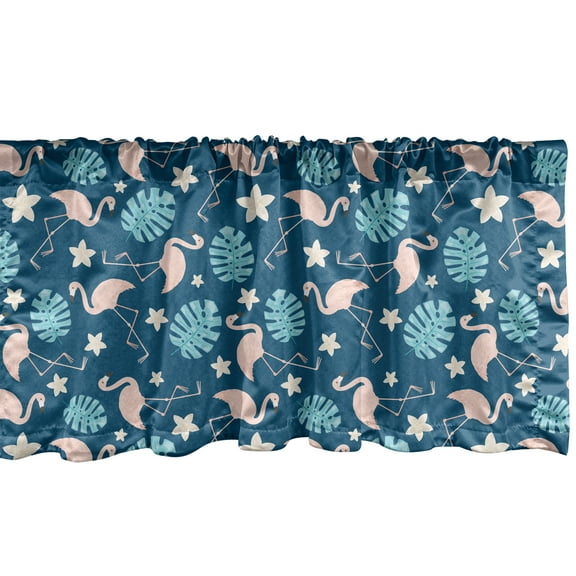 Ambesonne Tropical Valance Pack of 2, Flamingos and Monsteras, 54"X18", Blush and Night Blue