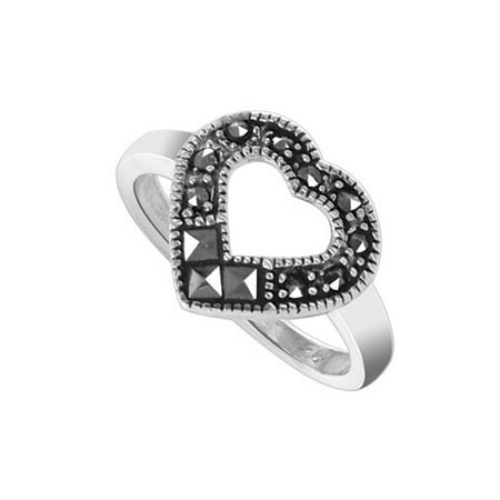 - Gem Avenue 925 Sterling Silver Cubic Zirconia Open Heart Shape Ring Size 7