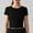 Black, variant on Olyvenn Crop Tops for Women Short Sleeve Yoga Shirts Crew Neck Slim Solid Shirt Fashion Summer Casual Basic Shirts Black M