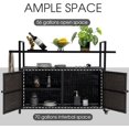 thumbnail image 3 of AENKYO Outdoor Bar Cart with Storage Cabinet, Glass Top, All-Weather Wicker Patio Serving Table with Wheels, Black, 3 of 10
