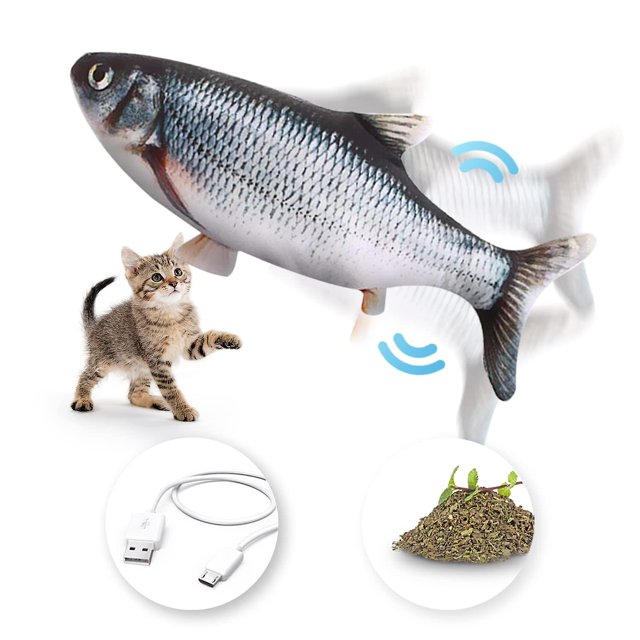Juguete de peluche interactivo realista con hierba gatera, recargable por USB