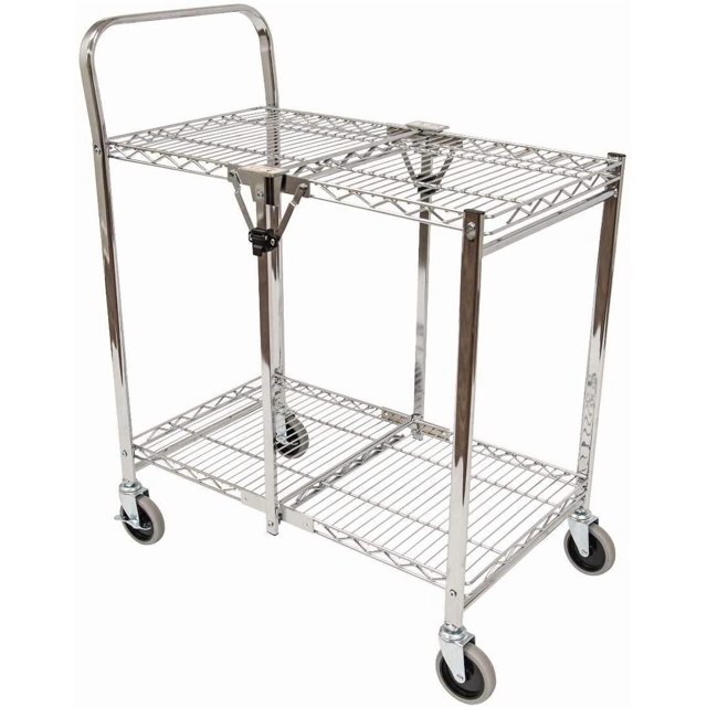 Luxor 2-Shelves Steel Collapsible Metal Utility Cart - Black