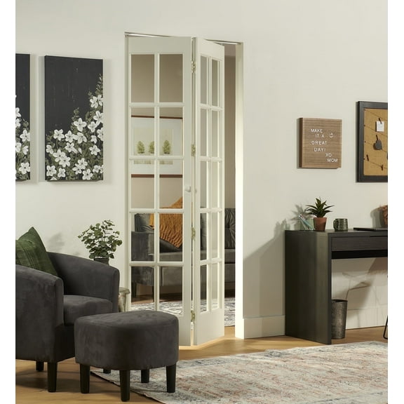 AWC Traditional Divided Glass Bifold Door fits 24"w x 80"h Unfinished Pine
