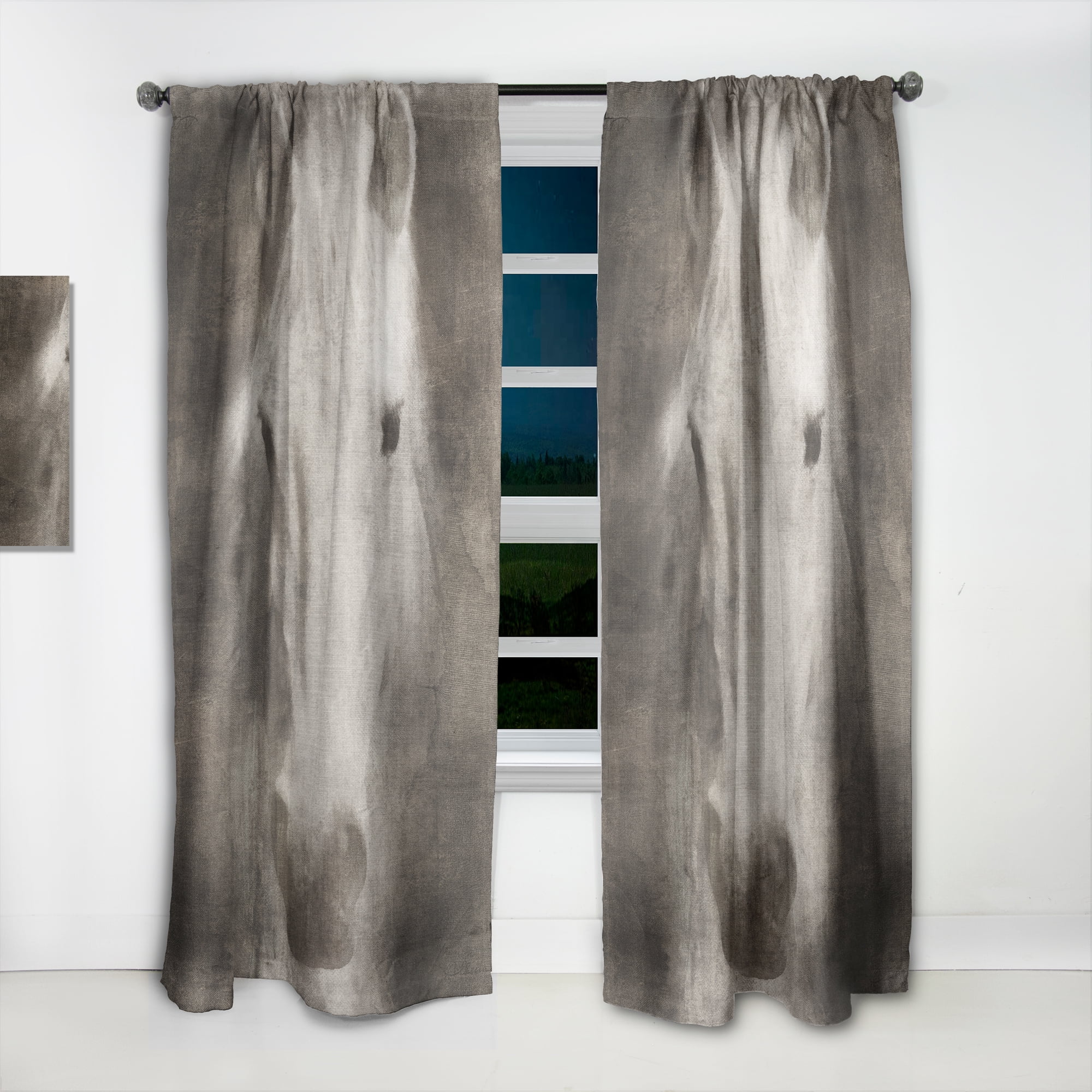 Designart 'Farmhouse Horse Portrait III' Farmhouse Curtain Panel