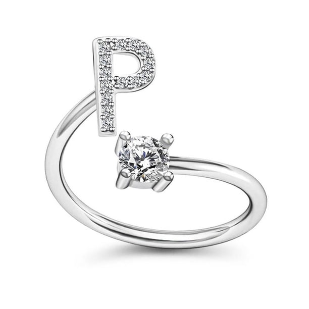 Sonducket Anillos apilables de letras para mujer con personalidad abierta, joyería de fiesta de plata a la moda, regalo, bandas de boda de moda, Ropa, zapatos y accesorios Miscelánea Tipo21 Sonducket AP006389-21