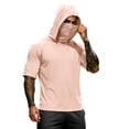 thumbnail image 3 of Men's Hooded Short Sleeve Sun Shirt with Face Mask - UPF 50+ Quick Dry UV Protection T-Shirt for Fishing, Hiking & Gym - Lightweight Athletic Pullover Khaki L, 3 of 9