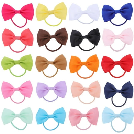 Mobutofu DIY Headdress Decor Bowknot Ponytail Holders for Kids 20Set