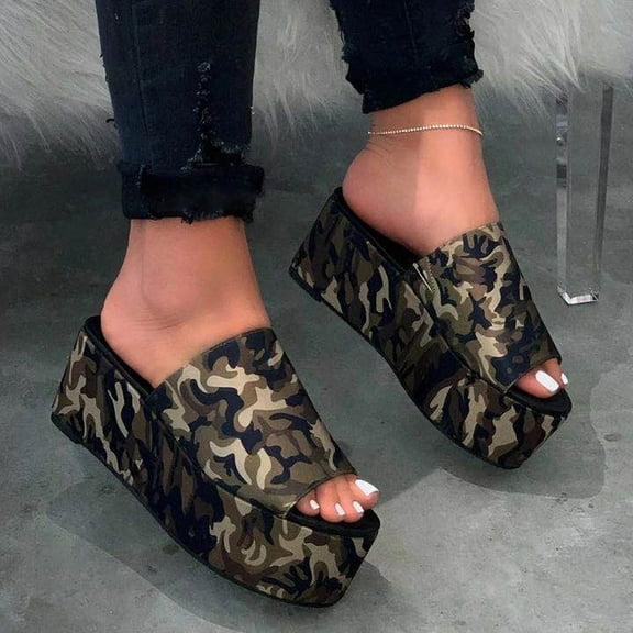 EQWLJWE Women's Open Toed Fish Mouth Platform Slippers Waterproof Platform Sandals And Slippers Women's Slippers Holiday Clearance