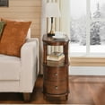 thumbnail image 3 of Solid Wood End Table with 2 Drawers, Narrow Sofa Side Table Slim Chair Side Table with Storage Shelf, Vintage Slim Nightstand Bedside Table（Cherry Walnut）, 3 of 11
