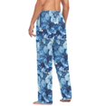 thumbnail image 7 of Blue Floral Mens Pajama Pants Cotton Elastic Waistband Lounge Sleep Pajama Bottoms Pj with Pocket, 7 of 7