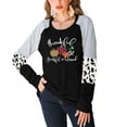 thumbnail image 4 of VILOVE Women Thanksgiving Pumpkin Shirt Thankful Grateful Blessed Leopard Print Long Sleeve Blouse Striped Fall Tee Top, 4 of 7