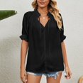 thumbnail image 5 of IROINNID Women's V-Neck Versatile Comfy Solid Color Chiffon Lace Short Sleeve Top Under 10$, 5 of 7
