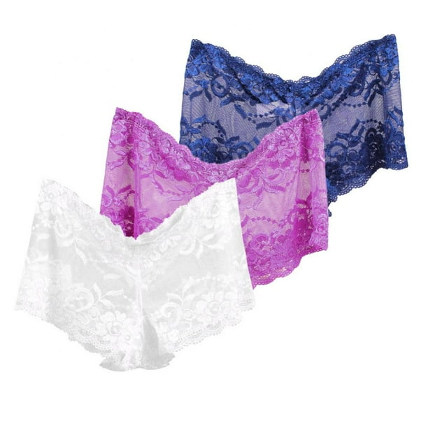 Xmarks Women's Hipster Lace Trim Boyshort Underwear Breathable Soft