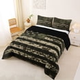 thumbnail image 2 of Manfei Vintage American Flag Full Size Comforter Sets,Retro Camouflage Bedding Comforter Set,Green,Black Reversible,3pcs,1 Comforter and 2 Pillowcases, 2 of 7