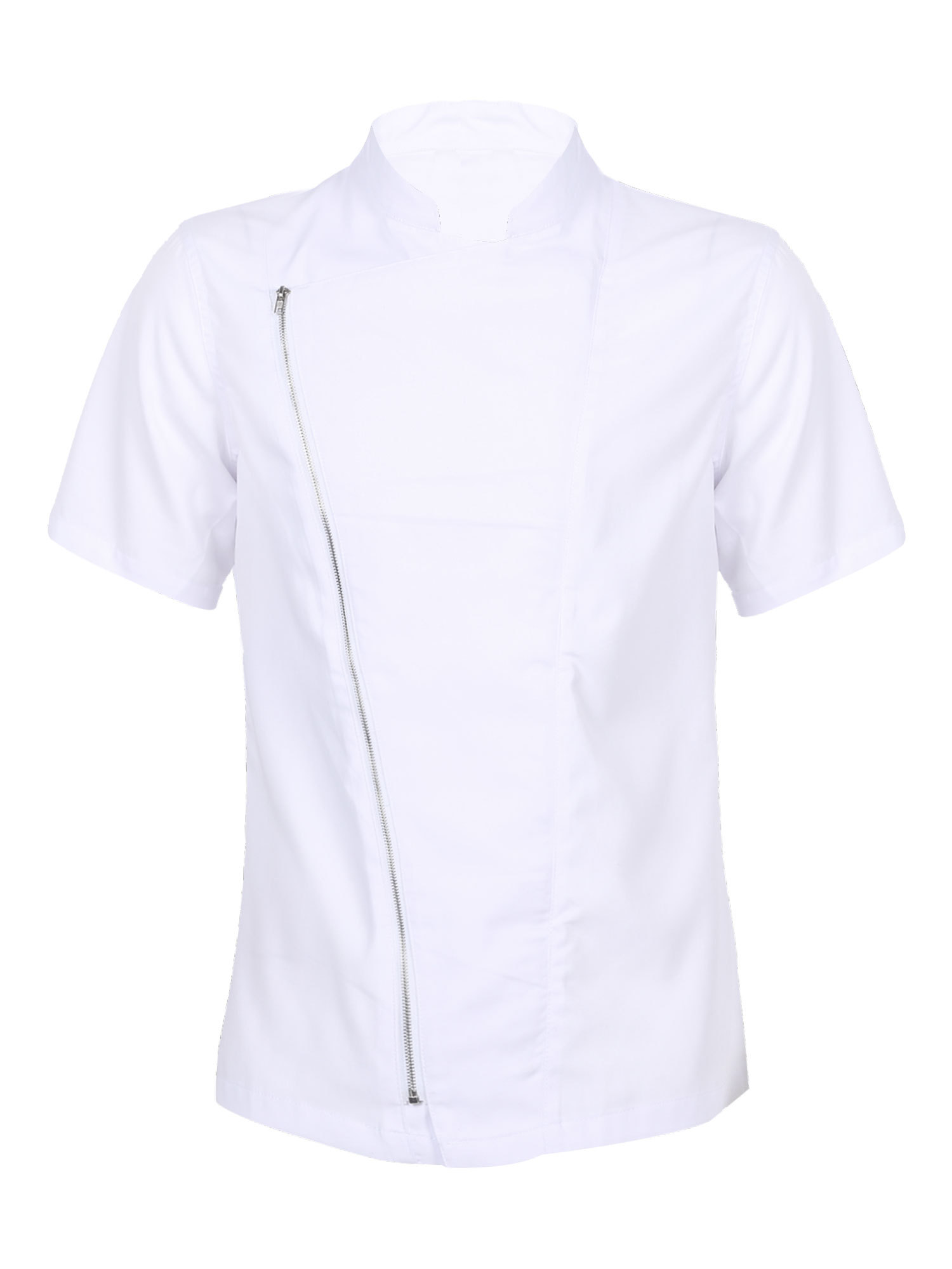 iiniim Men's Chef Coat Uniform Zipper Short Sleeve Cook Jacket