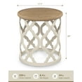 thumbnail image 3 of 17.7'' Farmhouse End Table, Round French Country Side Table, Distressed Wood Tray Top Rustic Accent Table with Lipped Edge, Beige, 3 of 9