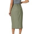 thumbnail image 3 of INSPIRE CHIC Women's Linen Skirt High Waist Knee Length Button Front Office Pencil Skirts Green Grey 2XL, 3 of 6