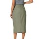 thumbnail image 3 of Falda de lino de INSPIRE CHIC para mujer, de cintura alta, hasta la rodilla, con botones en la parte delantera, faldas de lápiz de oficina, verde gris, 2XL, 3 of 6