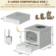 thumbnail image 4 of Extra Large Foldable Cat Litter Box with Litter Scoop, Front Entry Top Exit Cat Litter Pan with Lid, Enclosed Anti-Splashing Kitty Litter Box, Drawer Type Cat Litter Easy Cleaning and Scoop, Gray, 4 of 8