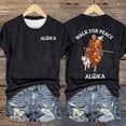 thumbnail image 2 of Wang6 Womens Short Sleeve Plus Size Aloka Tshirts Casual Crew Neck Walking for Peace Letter Printed Summer Tops Loose Fit Graphic Tees Black XXXL, 2 of 3