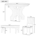 thumbnail image 6 of Harper & Bright Designs Farmhouse Dining Set for 4, Wood Round Kitchen Dining Table Set with 3 Upholstered Chairs and Curved Bench, Grey, 6 of 12