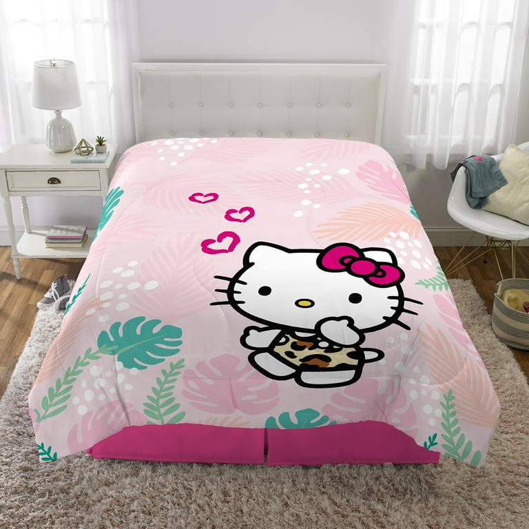 Hello Kitty Kids Comforter Set 2 Piece Twin Full Reversible Pink Sanrio