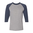 thumbnail image 2 of JERZEES - Triblend Three-Quarter Raglan Baseball T-Shirt - 601RR - Oxford/ Indigo Heather - S, 2 of 3