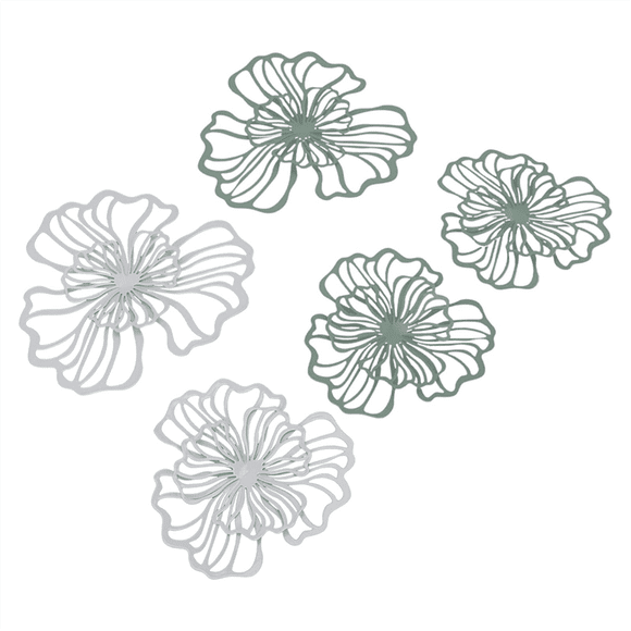 5PCS Metal Wall Art, Bathroom Decor Wall Art Gold Bathroom Decor 3D Wall Decor Gold Wall Art Flower Wall Decor