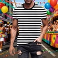thumbnail image 2 of YANGXINX Mens Carnival Striped T-Shirts Texture Color Block Crew Neck Short Sleeve Tees Soft Breathable Casual Loose Pullover Tops, 2 of 4