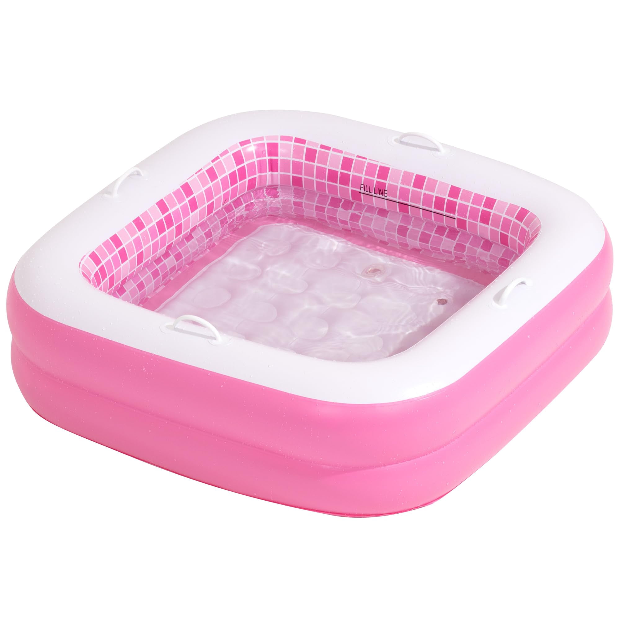 Inflatable Baby Pool Bathtub & Ball Pit for Toddlers, 34" Playful Pink Blow up Pool For Kids