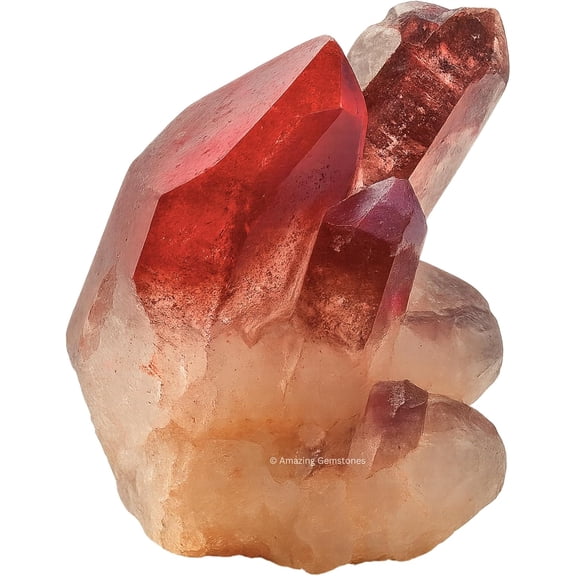 Red Hematoid Quartz Crystals and Healing Stones Mineral Specimen - Premium Semi Precious Gem Stones for Spiritual Growth - Healing Geode Cluster for Meditation