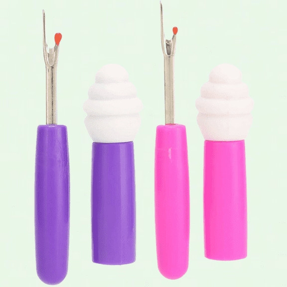 Lighted Seam Ripper and Thread Remover - Set of 2 Ice Cream Shape Seam Rippers for Sewing and Crafting