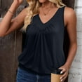 thumbnail image 5 of Black Women's Tanks, Womens Tank Tops Loose Fit V Neck Ruched Sleeveless Tops Casual Basic Shirts S Xxl,Women's Tanks & Camis L, 5 of 9