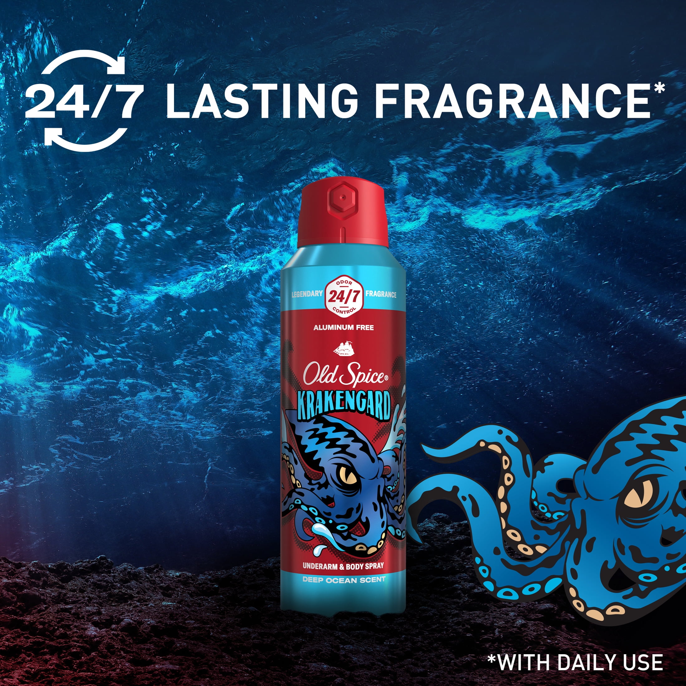 (6 pack) Old Spice Aluminum Free Body Spray for Men, Krakengard, 2/5.1 oz
