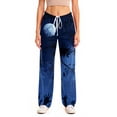 thumbnail image 5 of Zydvens Women Halloween Pajama Pants Wide Leg Lounge Wear with Pockets Soft Elastic Waist Drawstring Sleepwear Bottoms Cute Cartoon Cat Pumpkin Costume Cosplay Party S-3XL, 5 of 7