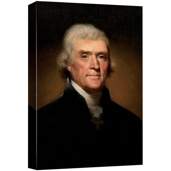 wall26 Impression sur Toile Portrait de Thomas Jefferson Culture Pop Réalisme Historique Célèbre Gros Plan Coloré Multicolore Classique pour Salon, Chambre, Bureau - 16"x24 Pouces