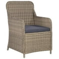thumbnail image 5 of vidaXL 3 Piece Bistro Set with Cushions Poly Rattan Brown, 5 of 5