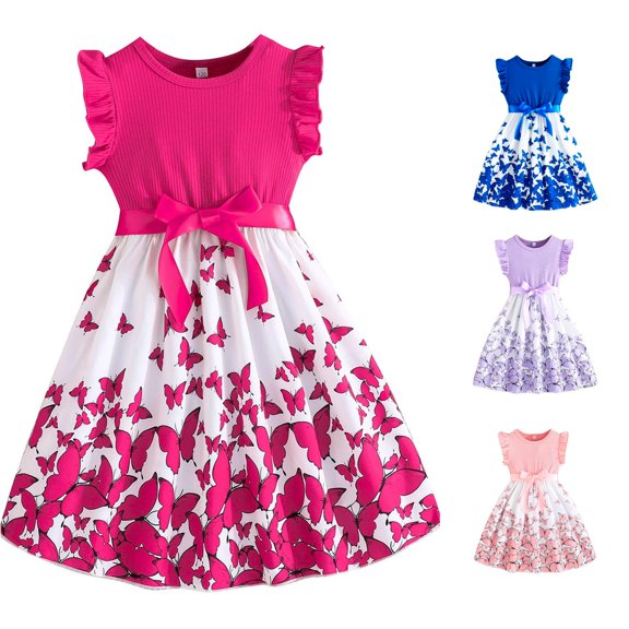Girl Dress Sleeveless Bow Knot Ruffle Fancy Soft Stylish for Summer and Easter Modern Dress Set