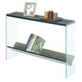 thumbnail image 3 of Convenience Concepts SoHo Glass V Console Table with Shelf, Weathered Gray/Glass, 3 of 3