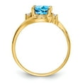 thumbnail image 2 of Solid 14k Yellow Gold 8x6mm Oval Blue Topaz Checker Diamond Engagement Ring Size 8 (.034 cttw.), 2 of 6