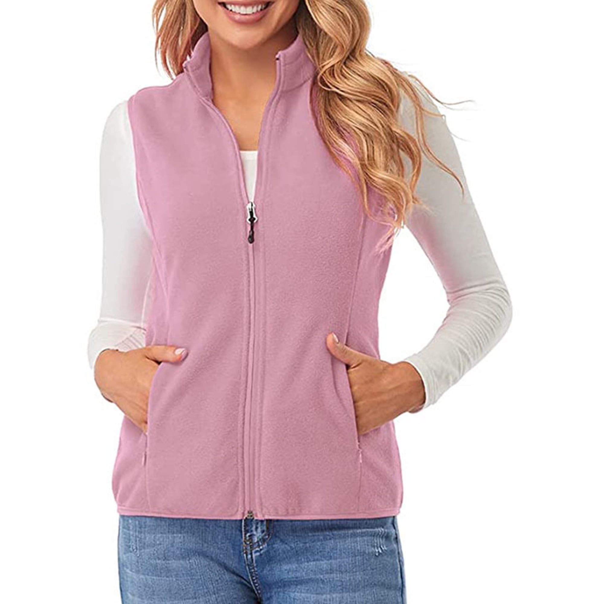 Gilet Femme Sans Manches En Polaire - Col En V, Boutons, Couleur Unie, Doublure Douce, Pour Automne Et Hiver