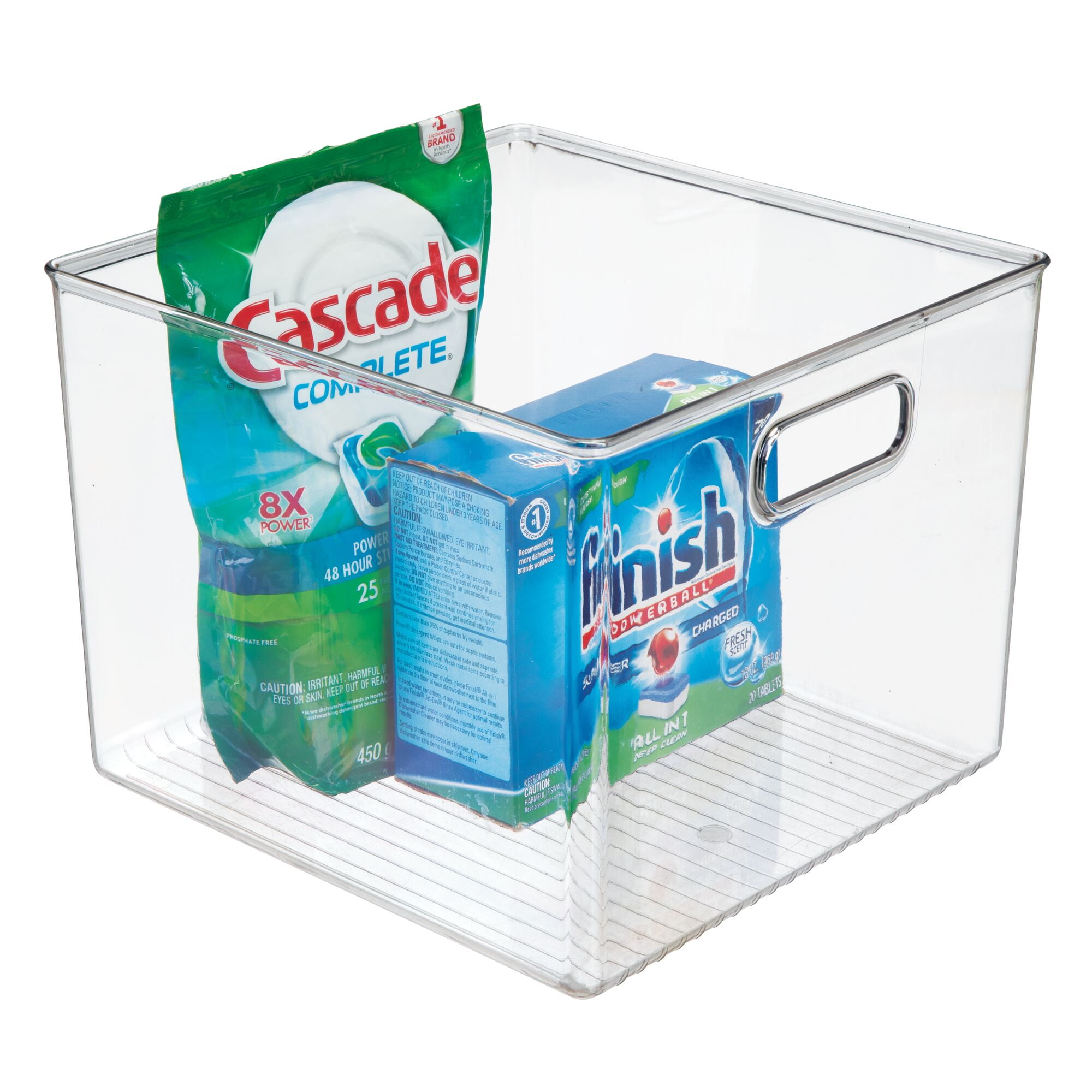 mDesign Plastic Kitchen Pantry Storage Organizer Bin with Handles, 8 Pack, Clear
