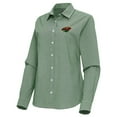 thumbnail image 2 of Women's Antigua Green Minnesota Wild Porter Woven Tri-Blend Long Sleeve Button-Up Shirt, 2 of 3