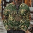 thumbnail image 1 of Styesk Chemises pour Hommes Imprimé Camouflage Demi-Fermeture à Glissière Manches Longues Col Rond, 1 of 5