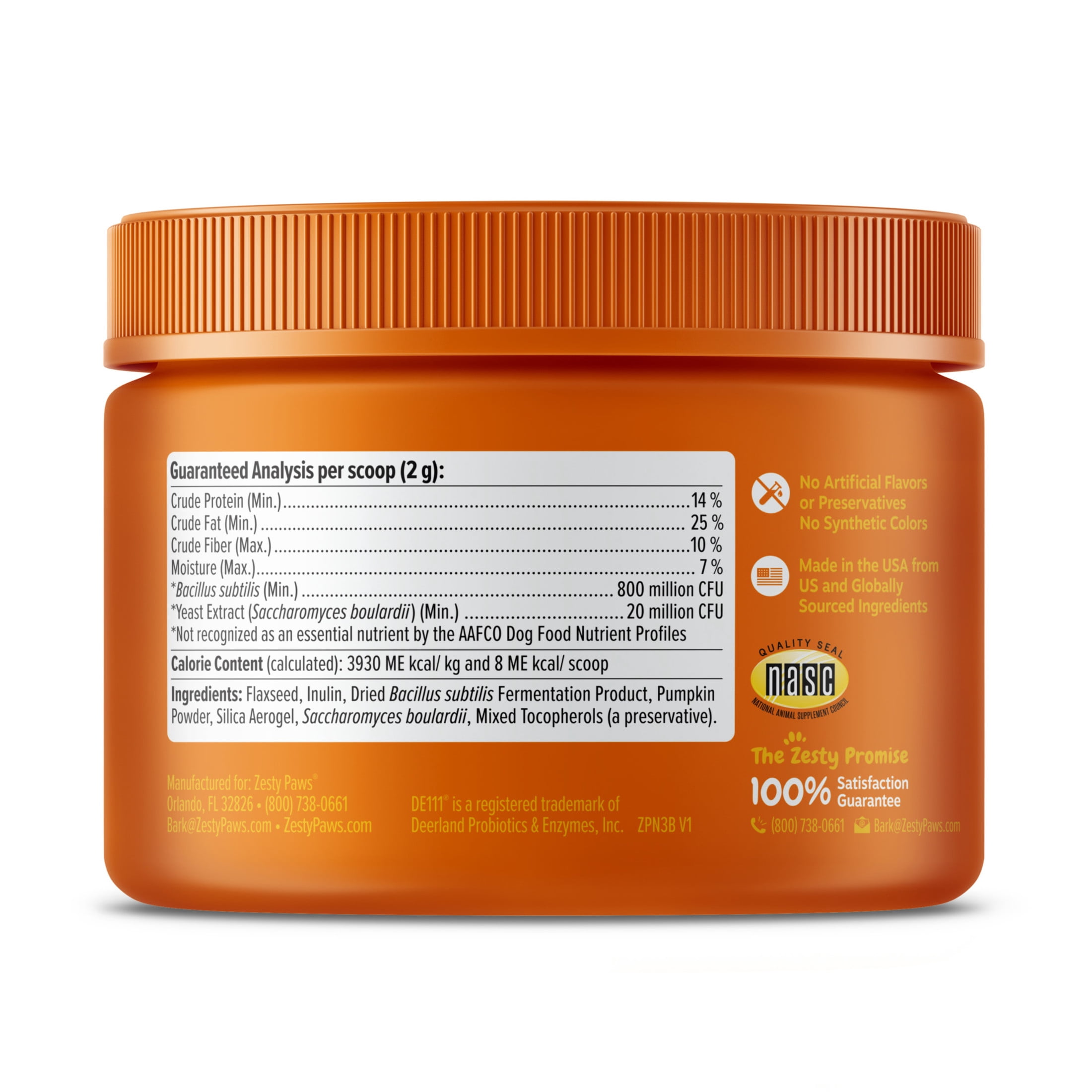 Zesty Paws Probiotic Powder Pumpkin Flavor Dog Supplement, 150g