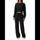 thumbnail image 3 of Conjunto de Chándal de 2 Piezas para Mujer: Sudadera Corta con Parte Delantera y Pantalón Deportivo de Pierna . Conjunto de Estar por Casa. Negro XXL, 3 of 8