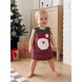 thumbnail image 3 of RUINIXCW Toddler Baby Girl Christmas Tank Dress Outfit Infant Baby Girls Xmas Clothes Santa Applique Sleeveless Red Plaid Dress Overalls, 3 of 9