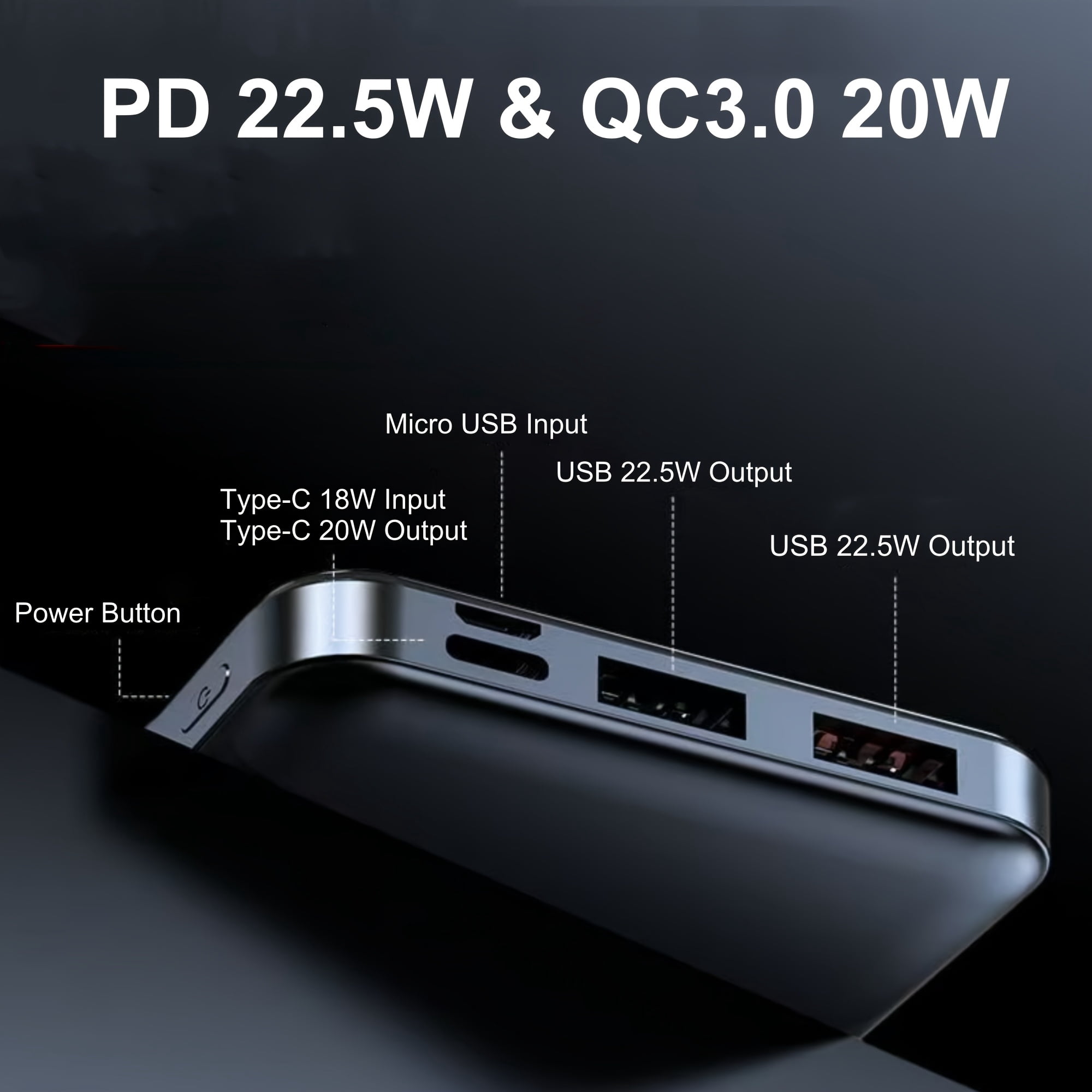 Portable 10000mAh Power Bank with PD 22.5W QC3.0 Fast Charging, Backup Charger for Smartphones, Tablets, Heated Clothes and USB Devices. Perfect Gift for Men and Women.