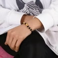 thumbnail image 3 of K-KED Real 24K Yellow Gold Bracelet For Women 6mm Black Agate 4mm Gold Beads Link-19cm/7.5inch, 3 of 6