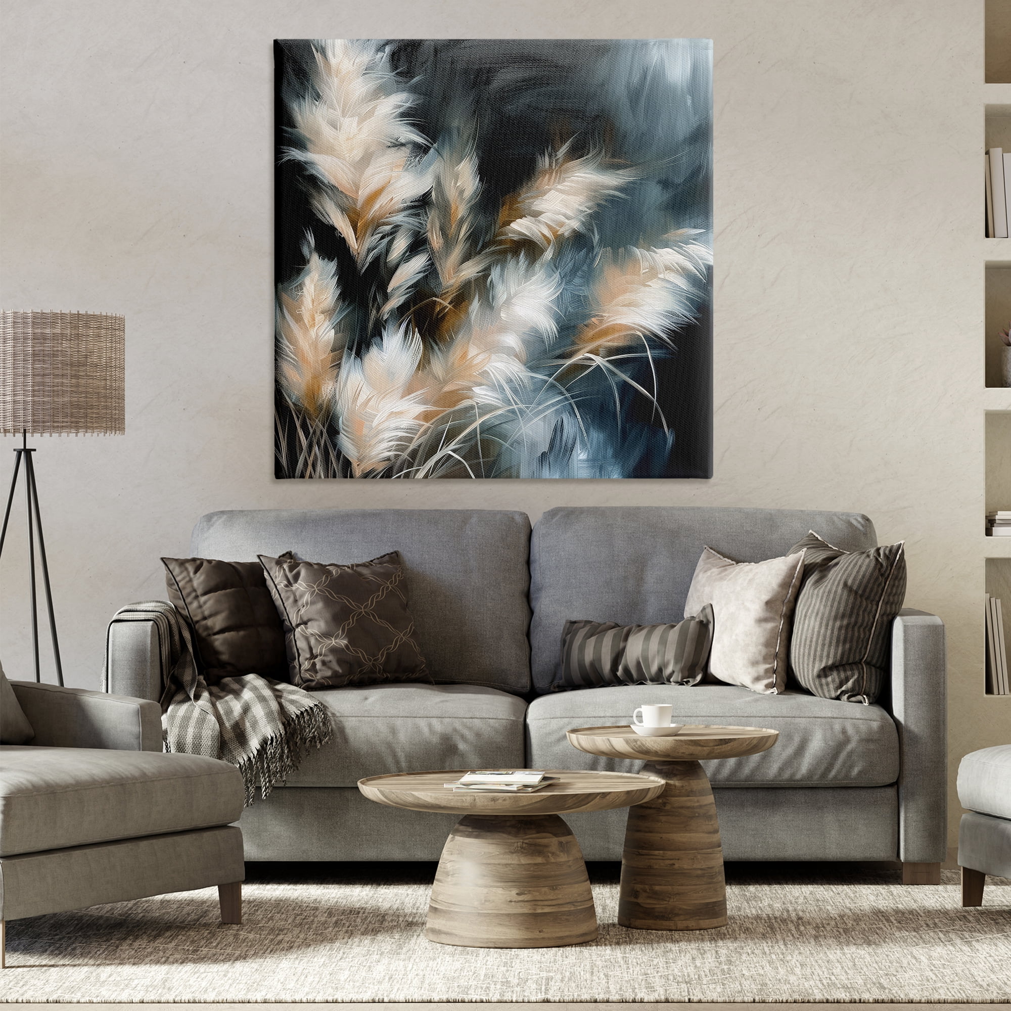 Stupell Industries Feathery Windblown Wheat Plants & Flowers Painting Wrapped Canvas Art Print Wall Art, 36 x 36
